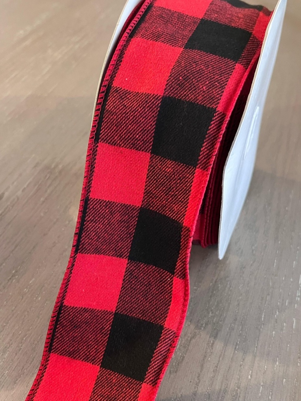 25 Yards Full Roll RED & BLACK Buffalo Plaid heavy gauge Wired Ribbon 2-1/2"